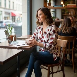 Floral Wrap Blouse - Red and White